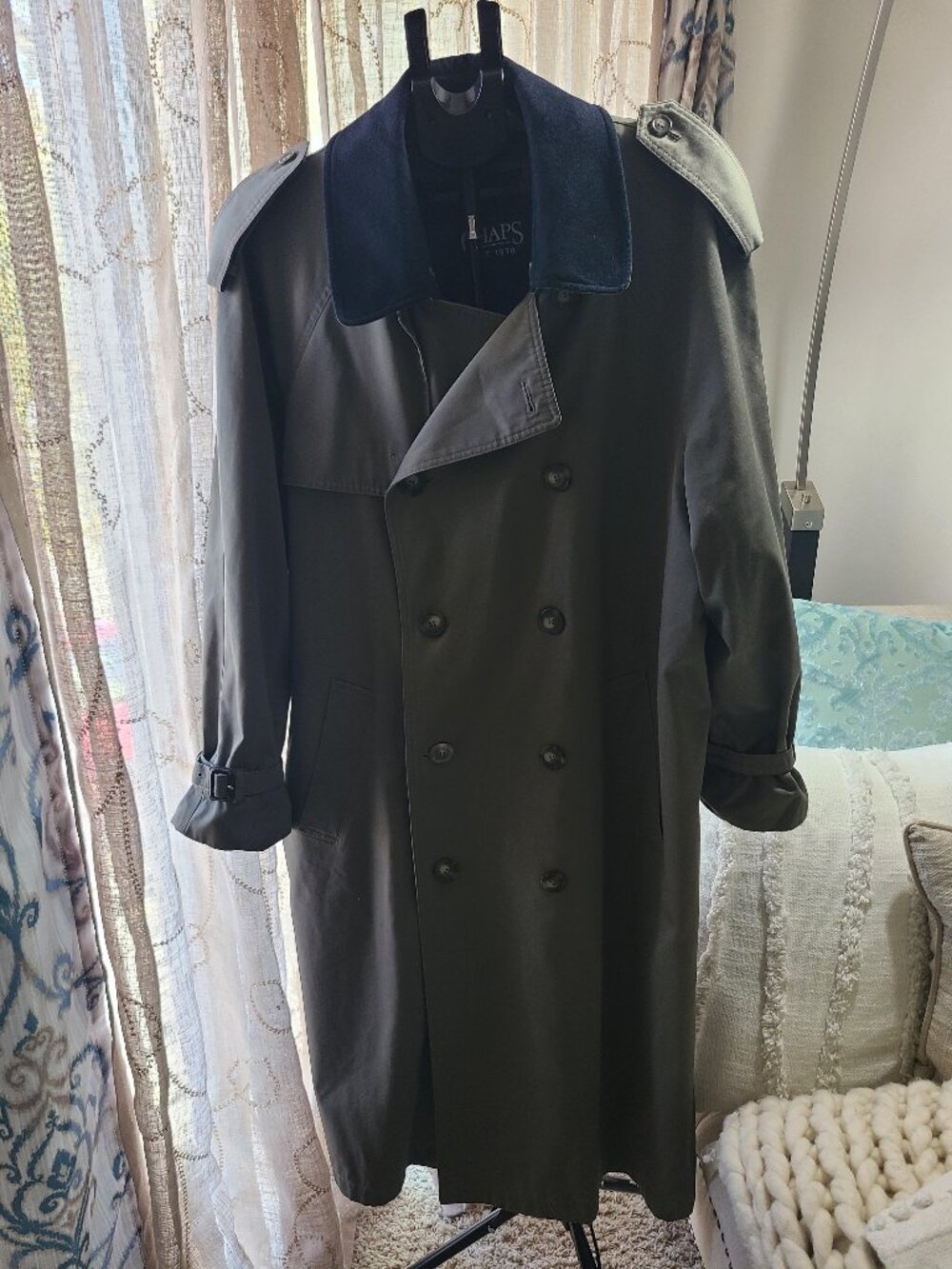VINTAGE SLATE GREY CHAPS TRENCH